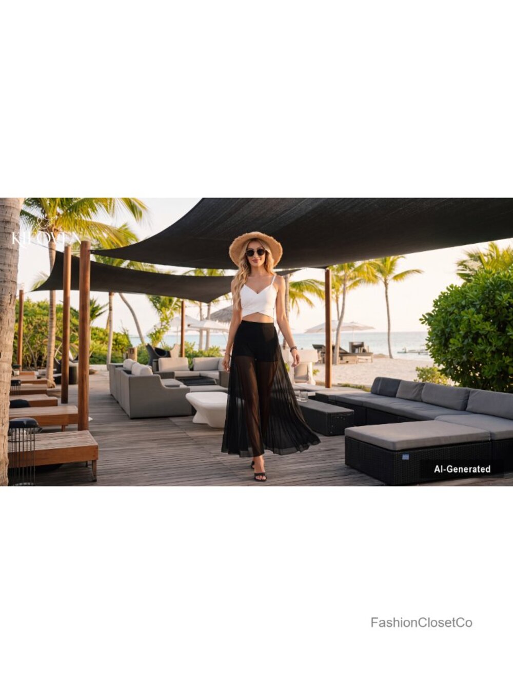 Sheer Mesh Maxi Skirt High Waist A-Line Flowy See Through Clubwear Beach Cover - Picture 6 of 6